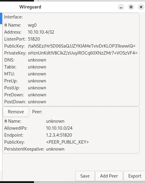 Wireguard split tunnelling configuration